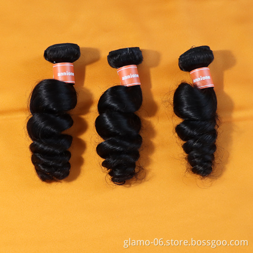 Annione wholesale human hair bundle Virgin Brazilian Human Hair bundle Extensions  Loose Wave